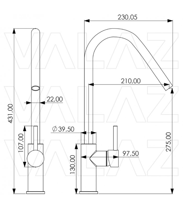 Grifo de cocina Misuri acero cepillado valaz