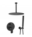 Conjunto de ducha empotrado a techo monomando Tuejar negro mate