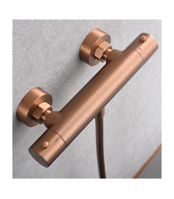 Grifo de ducha Monza termostático oro rosa cepillado imex