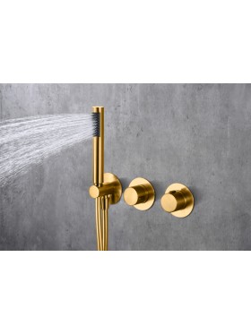 Conjunto de ducha empotrado termostático Assen oro cepillado