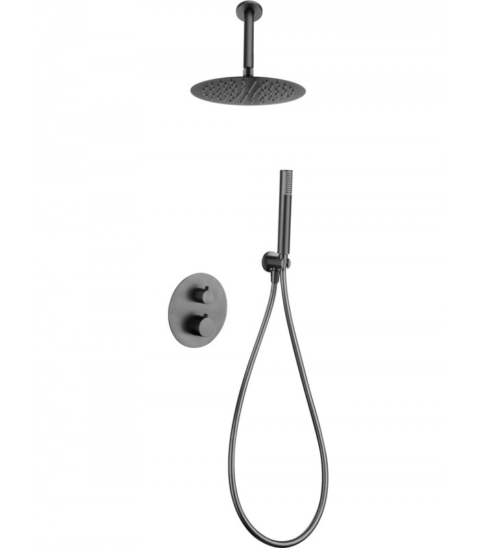 Conjunto de ducha empotrado Piamonte black gun metal imex