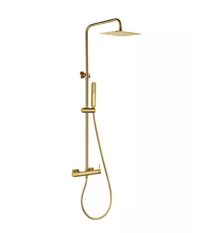Conjunto de ducha monomando serie Firenze oro cepillado IMEX