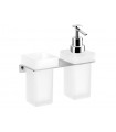 Dosificador + Portavaso pared de baño serie Plexo Accesorios PyP